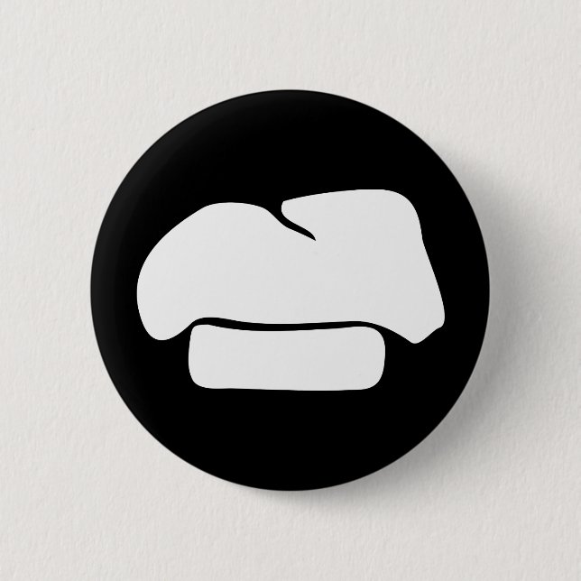 chef hat silhouette 6 cm round badge (Front)