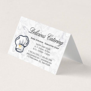 Chef Hat   Silverware   Marble Background Business Card