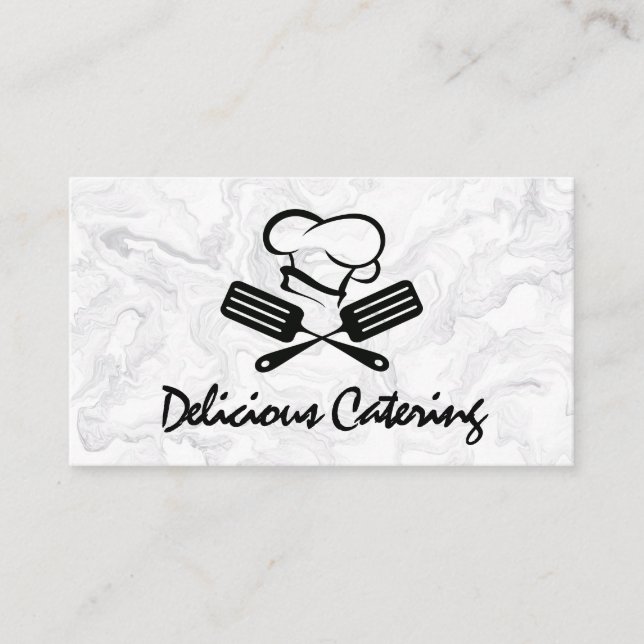 Chef Hat | Spatula | Marble Business Card (Front)
