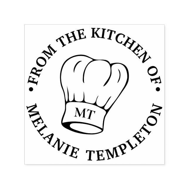 Chef Hat Toque “From the kitchen of” Name Initials Self-inking Stamp (Design)