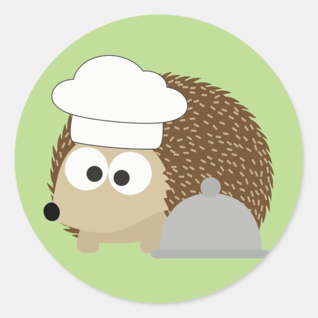 Chef Hedgehog Classic Round Sticker (Front)