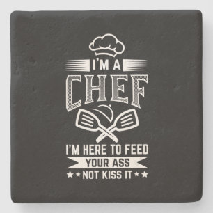 Chef Here Feed Not Kiss Cooking Lover Funny Gift Stone Coaster