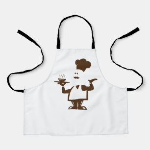Chef holding a bowl of soup apron