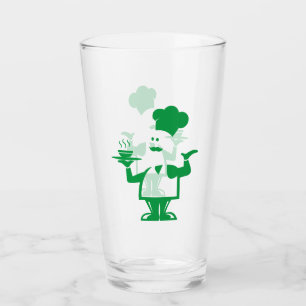 Chef holding a bowl of soup glass
