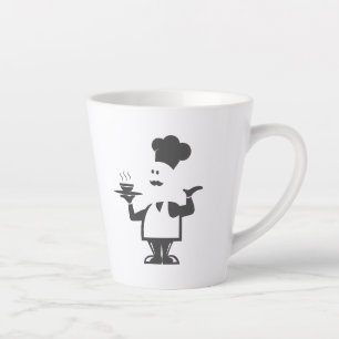 Chef holding a bowl of soup latte mug