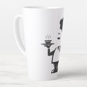 Chef holding a bowl of soup latte mug
