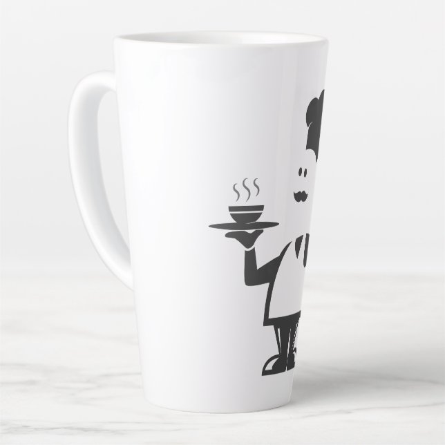Chef holding a bowl of soup latte mug (Left Angle)