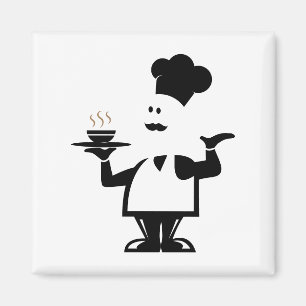 Chef holding a bowl of soup magnet