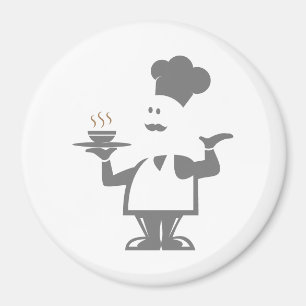 Chef holding a bowl of soup magnet
