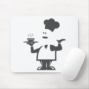 Chef holding a bowl of soup mouse mat