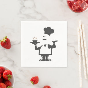 Chef holding a bowl of soup napkin