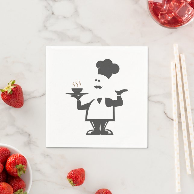 Chef holding a bowl of soup napkin (Insitu)