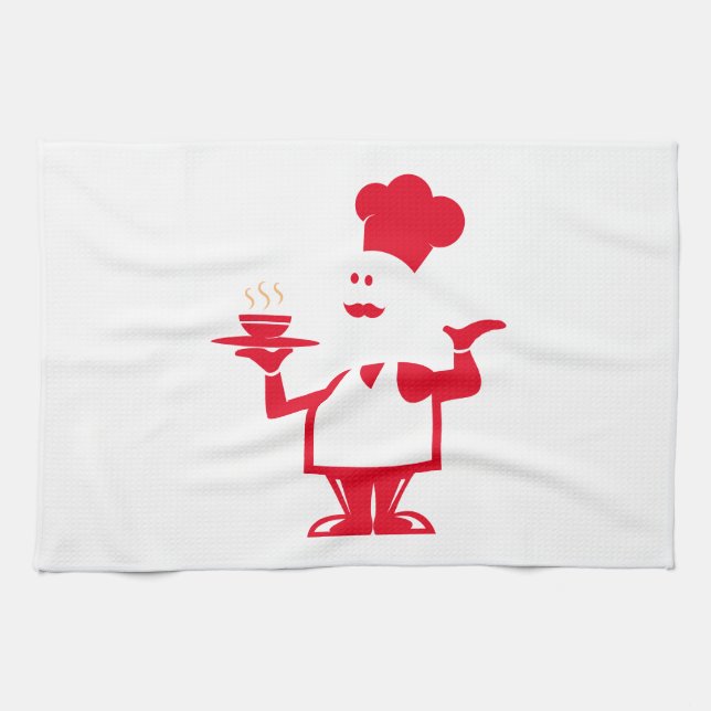 Chef holding a bowl of soup tea towel (Horizontal)