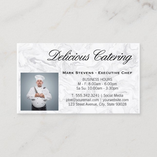 Chef Holding Knife | Marble Business Card (Front)