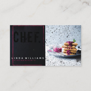 Chef I Catering Modern Black Pink Professional Business Card