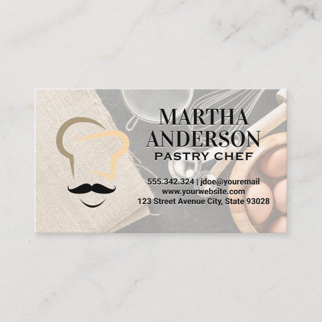 Chef Icon | Baking Ingredients and Tools Business Card (Front)