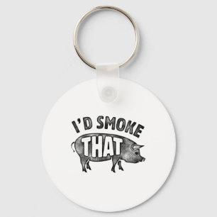 Chef Id Smoke That Pig Pork Bbq Barbecue Men Women Key Ring