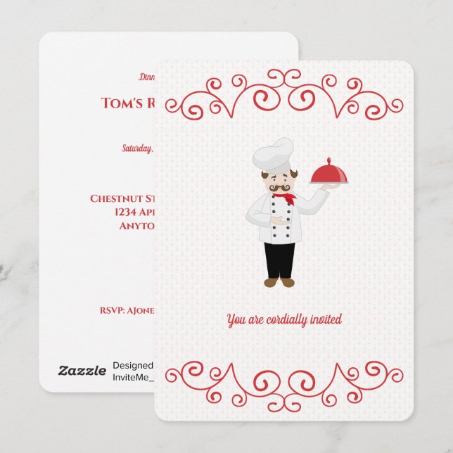 Chef Inspired Retirement Dinner Invitation (Front/Back)