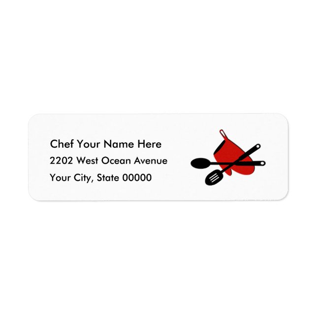 Chef Kitchen Icon Cook Return Address Label (Front)