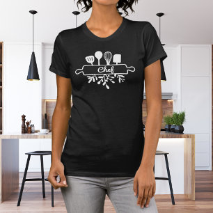 Chef Kitchen Utensils Line Art T-Shirt