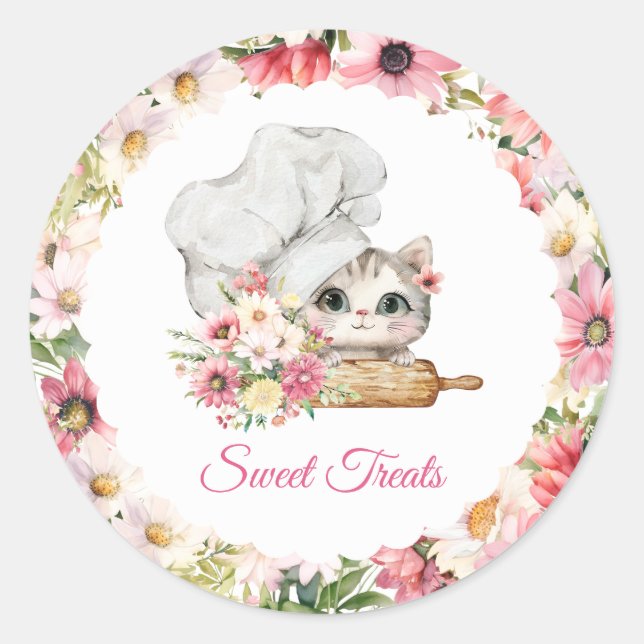 Chef Kitten Bakery Classic Round Sticker (Front)
