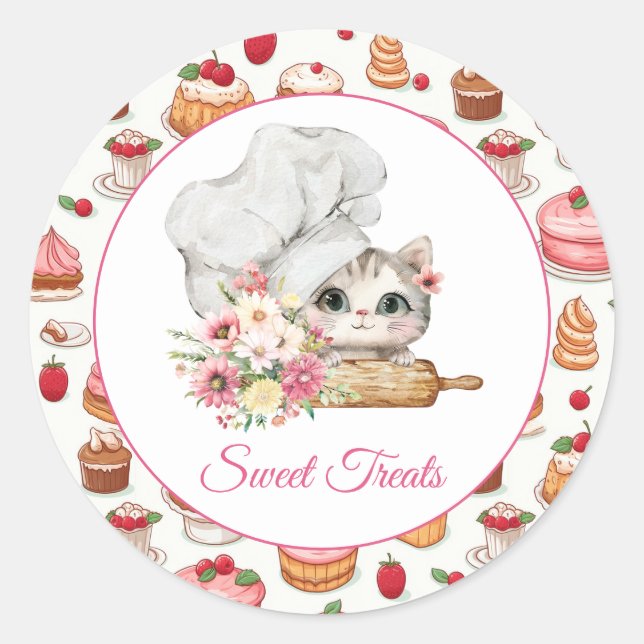 Chef Kitten Bakery Classic Round Sticker (Front)