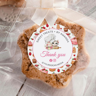 Chef Kitten Bakery Thank you Classic Round Sticker
