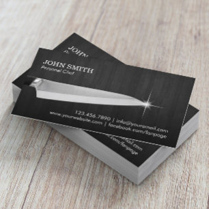 Chef Knife Catering Restaurant Elegan Dark Wood Business Card