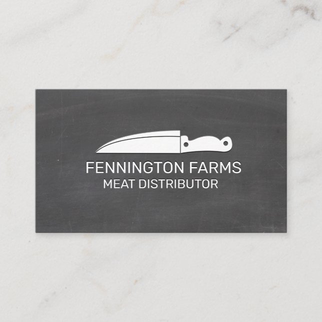 Chef Knife | Chalkboard Background Business Card (Front)