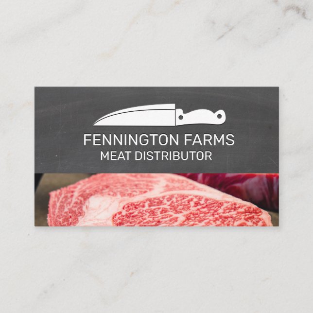 Chef Knife | Chalkboard | Steak Meat Business Card (Front)