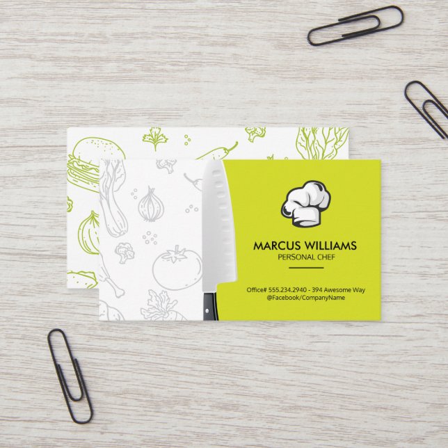 Chef Knife | Chef Hat Business Card (Front/Back In Situ)
