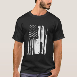 Chef Knife Flag For Head Cook Usa Patriotic Cookin T-Shirt