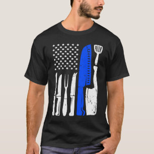 Chef Knife Flag USA Patriotic Cook Flag T-Shirt