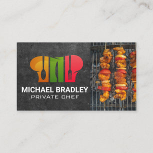 Chef Knife   Food on the Grill   Chef Hat Business Card