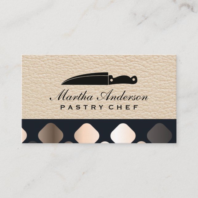 Chef Knife | Leather Metallic Pattern Business Card (Front)