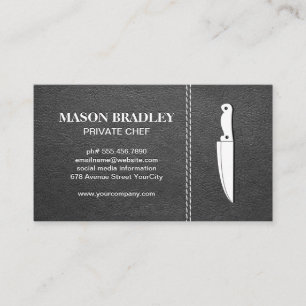 Chef Knife   Leather Stitched Business Card