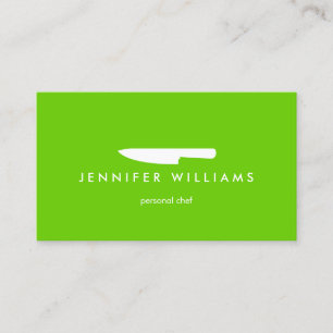 Chef Knife on Green for Catering, Restaurant Business Card
