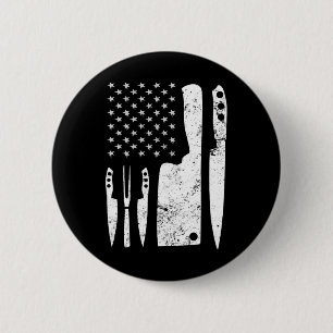Chef Knife Patriotic Easter Us Flag 6 Cm Round Badge
