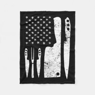 Chef Knife Patriotic Easter Us Flag  Fleece Blanket