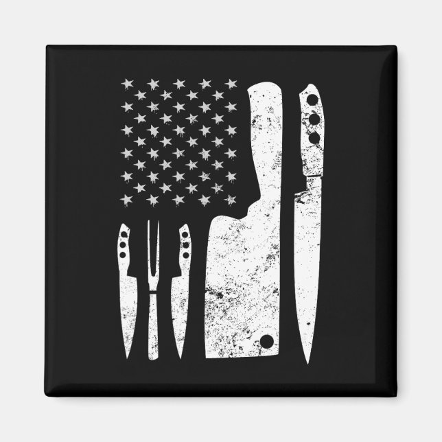 Chef Knife Patriotic Easter Us Flag  Magnet (Front)