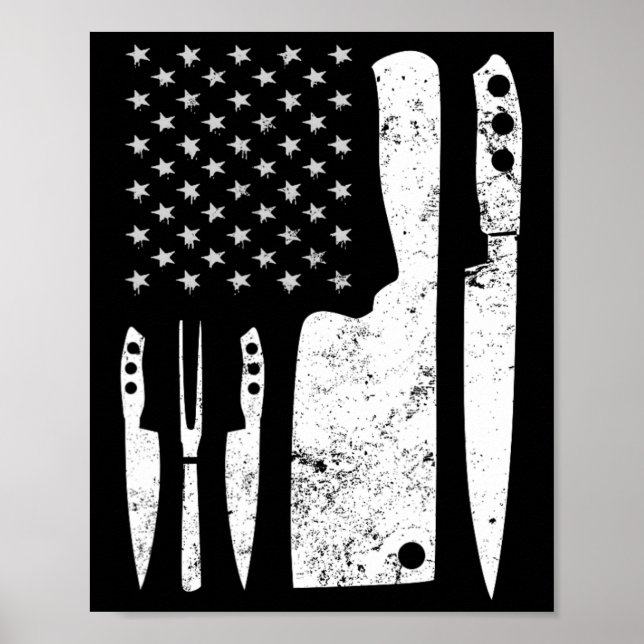 Chef Knife Patriotic Easter Us Flag  Poster (Front)