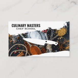 Chef Knife   Spoons Spices Business Card