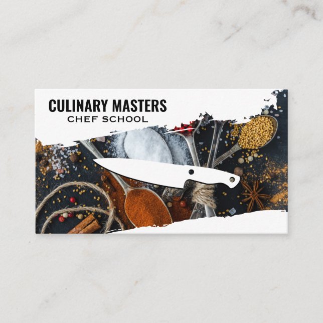 Chef Knife | Spoons Spices Business Card (Front)