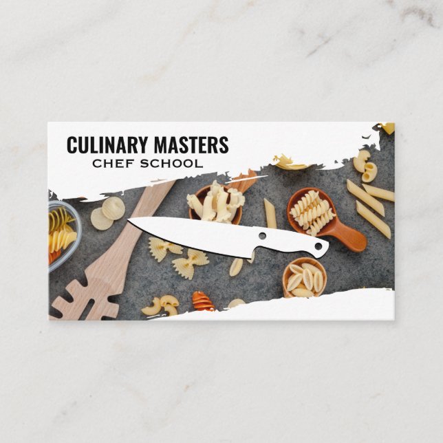 Chef Knife | Spoons with Pastas Business Card (Front)