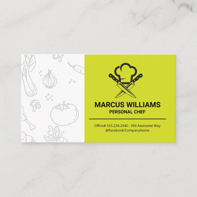 Chef Knives and Hat Logo Business Card (Front)