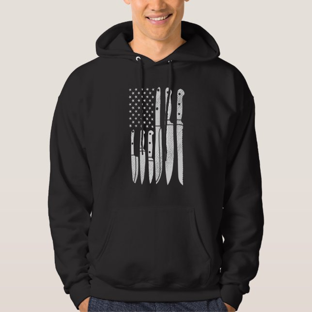 Chef Knives Cooking Utensil Cook Cooking Us Flag J Hoodie (Front)