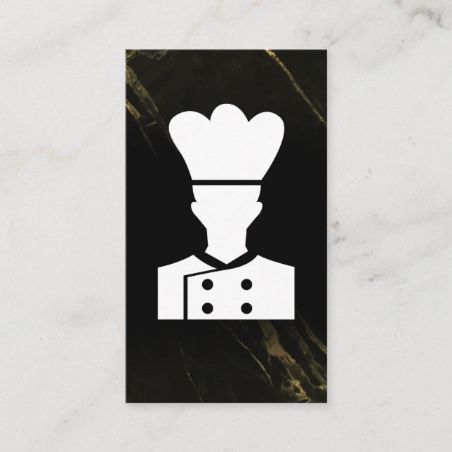 Chef Logo | Black Marble Business Card (Front)