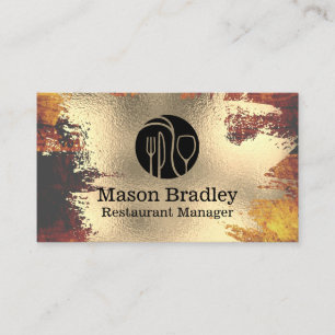 Chef Logo   Gold Foil   Silverware Logo Business Card
