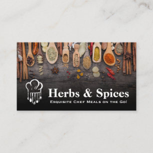 Chef Logo   Herbs and Spices on Spoons Business Card