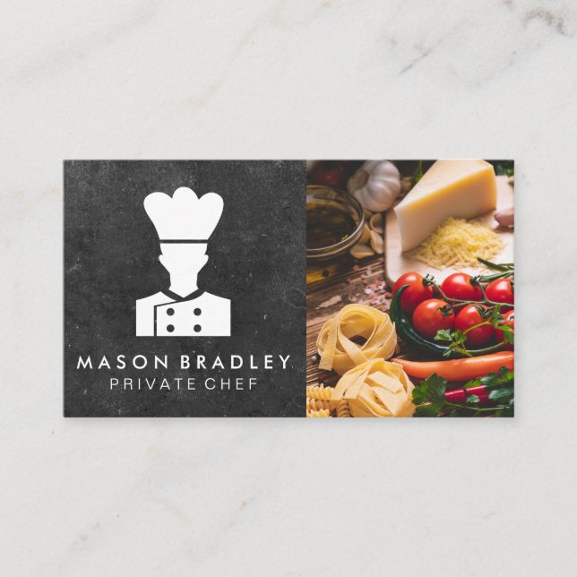 Chef Logo | Pasta Tomato Food Business Card (Front)